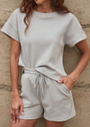 Neutral Summer Textured Short Set