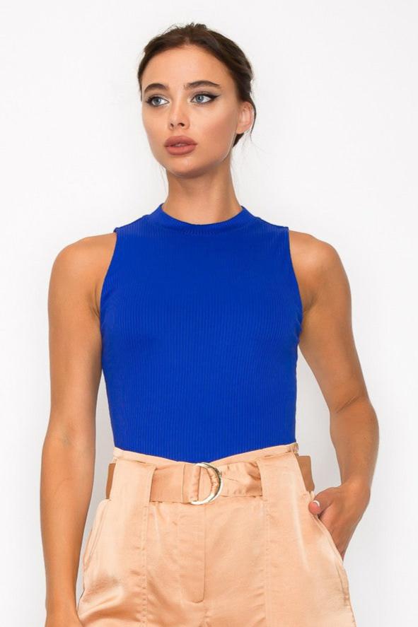 Double Layer Sleeveless Bodysuit Blue