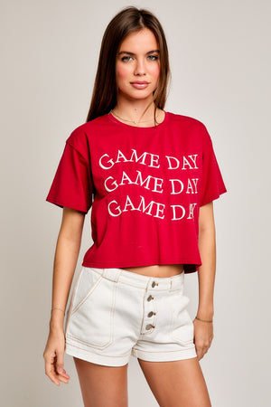 Gameday Crop Tee Maroon