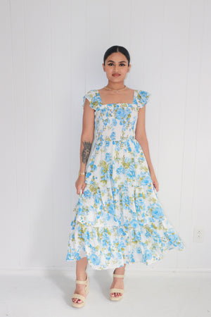 Paradise Floral Tiered Midi Dress