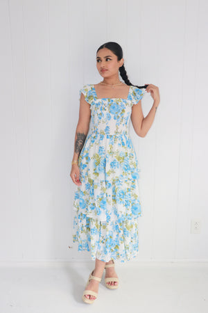 Paradise Floral Tiered Midi Dress