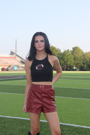 Gameday Sequin Football Top Black