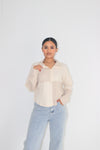 Romano Ribbed Henley Top Beige