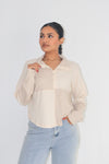 Romano Ribbed Henley Top Beige