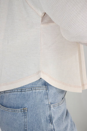 Romano Ribbed Henley Top Beige