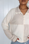 Romano Ribbed Henley Top Beige