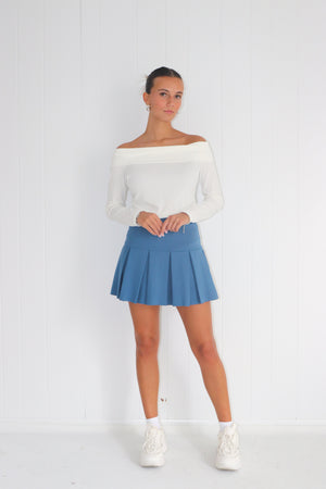 So Basic Pleated Mini Skirt Blue