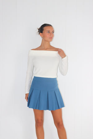 So Basic Pleated Mini Skirt Blue