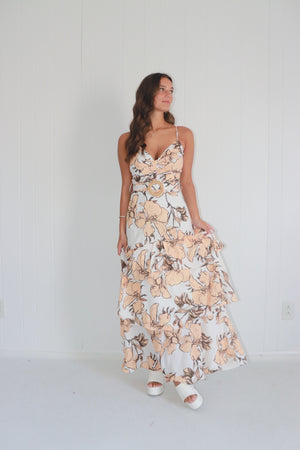 Southern Peach Belted Maxi dress