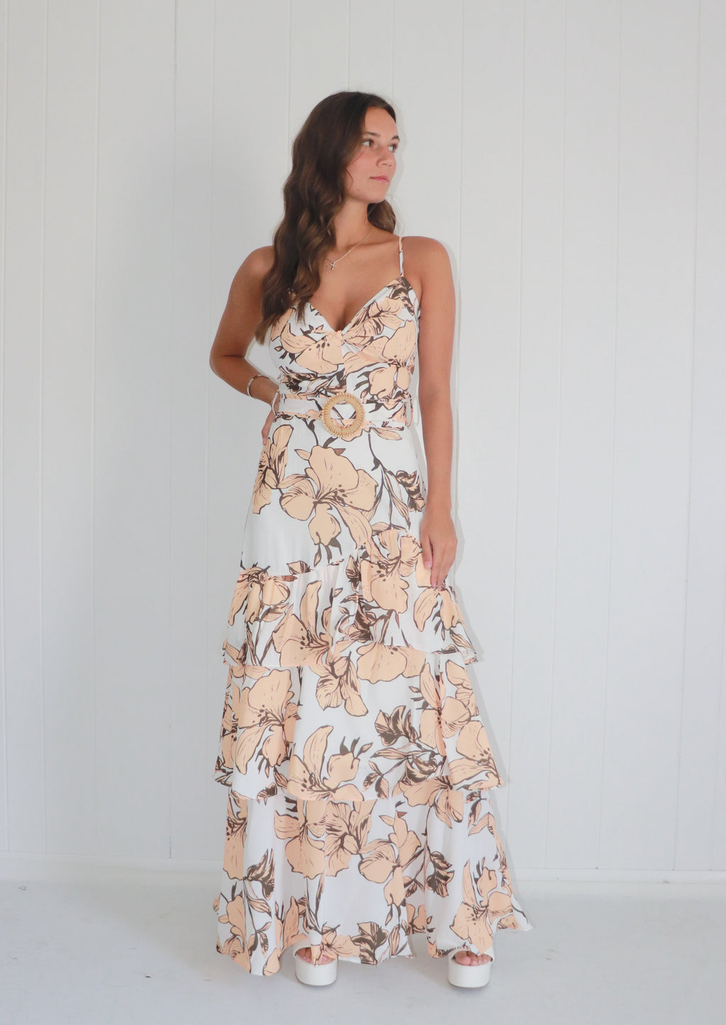 Southern Peach Belted Maxi dress