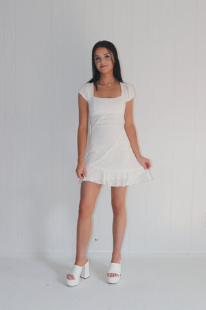 Sweet Angel Puff Sleeve Dress White