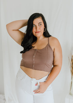 "Basic Necessity" Ribbed Crop Tank - Mocha (S-3XL)